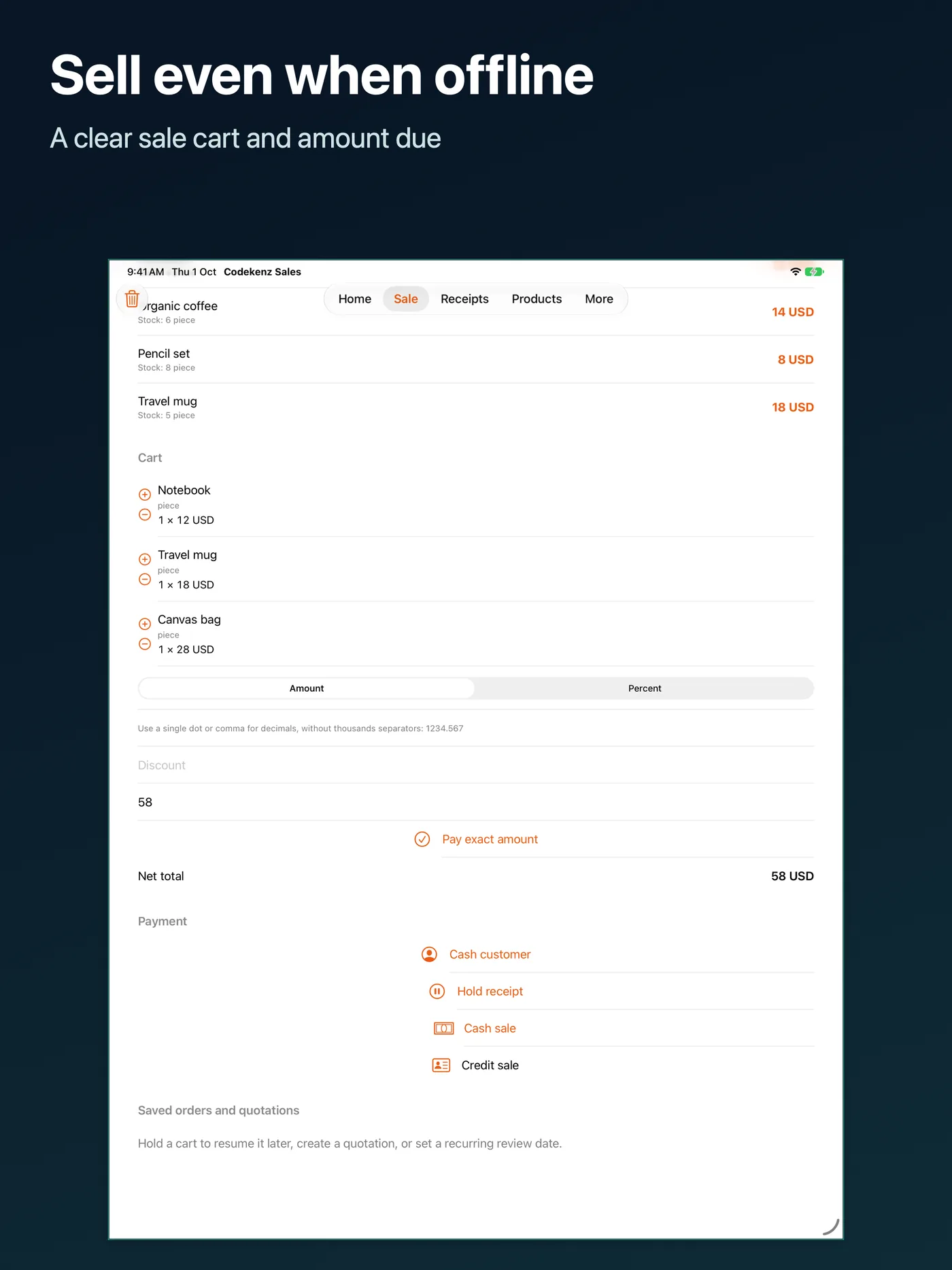 Codekenz Sales — POS & Inventory on iPad