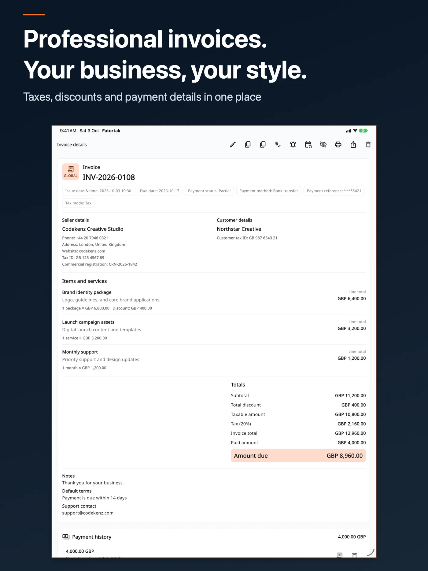 Fatortak — Invoice Maker on iPad